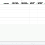 Program Activities Spreadsheet